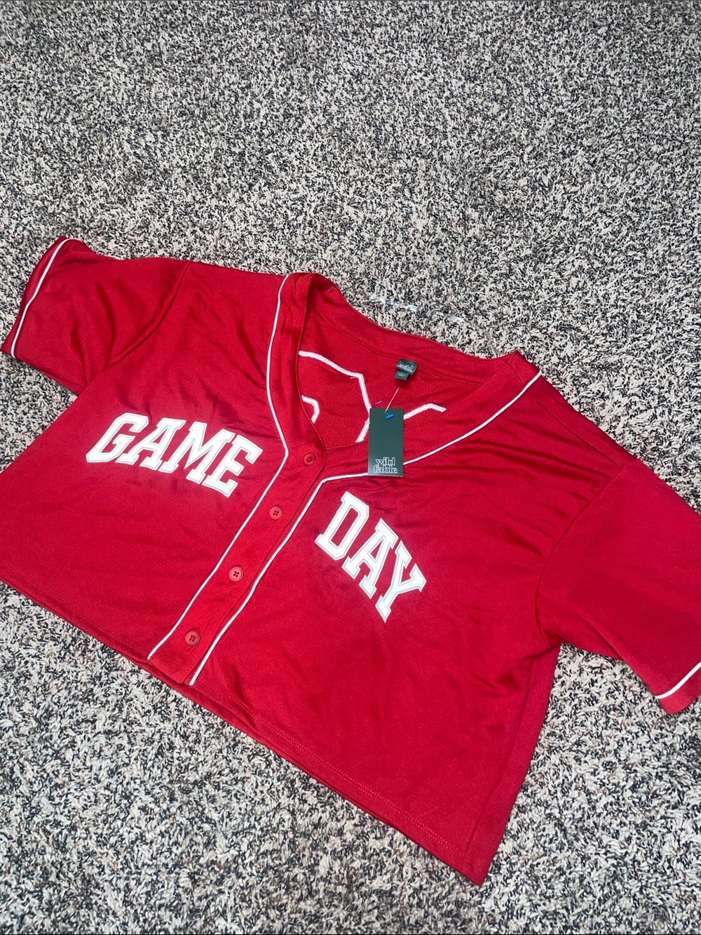 GAME DAY Collegiate Red Crop Football Jersey - Oversized Size L | NWT - Picture 2 of 6